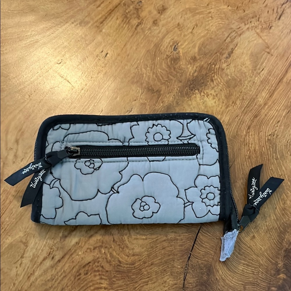 Floral Gray Wallet with Black Trim